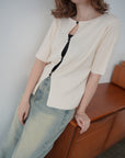 Front button half sleeve top