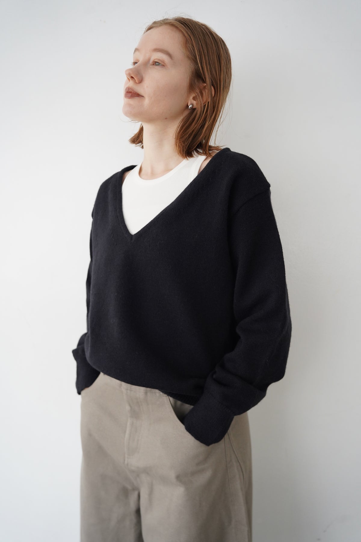 【予約販売】-10月下旬発送-Deep Vneck layered knit SET