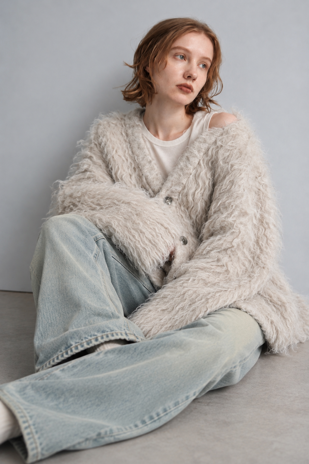 Shaggy mohair cardigan