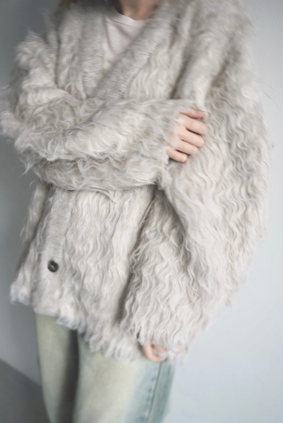 Shaggy mohair cardigan