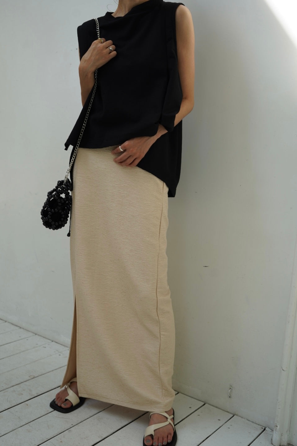 Jacquard slit skirt