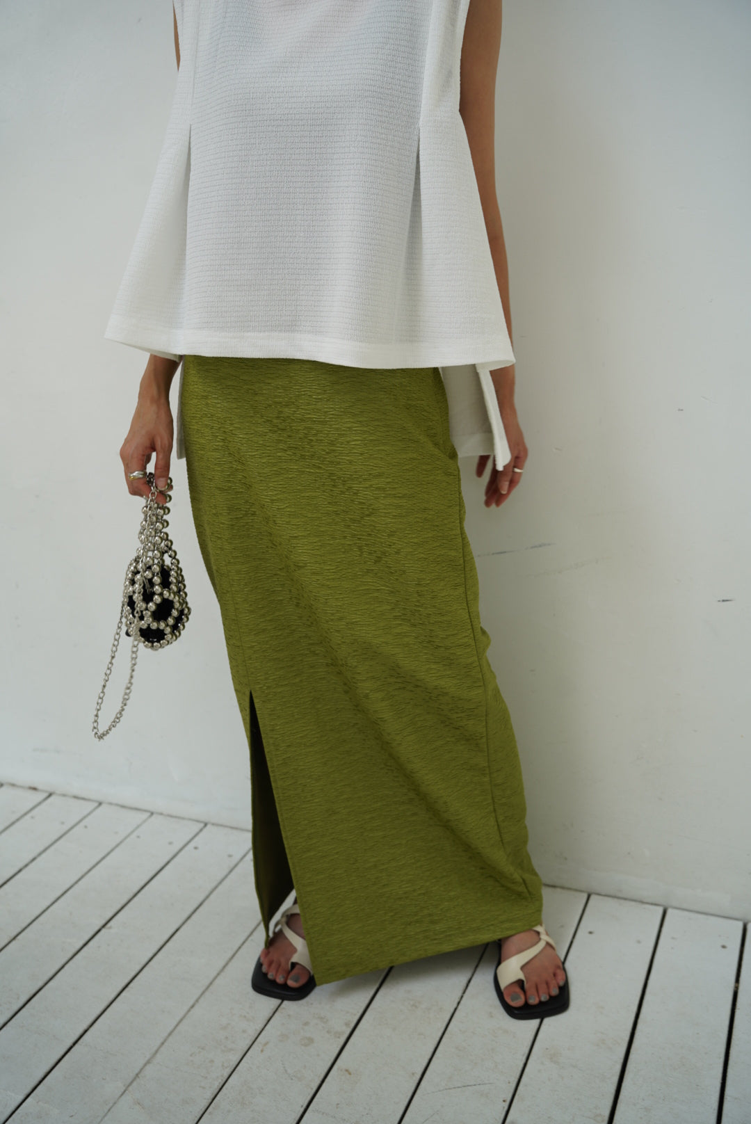 Jacquard slit skirt