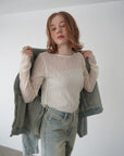 Wave tulle sheer top