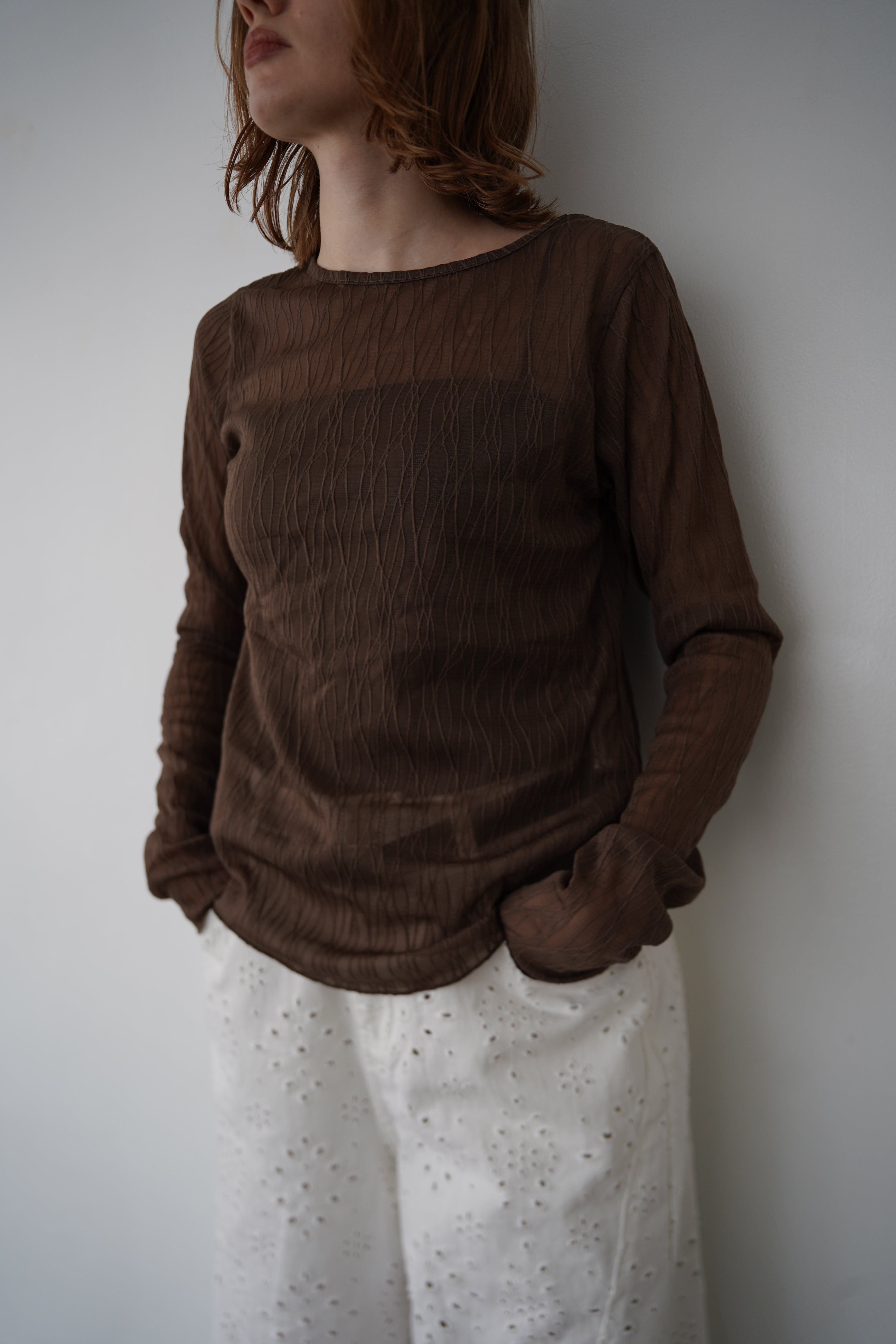 Wave tulle sheer top