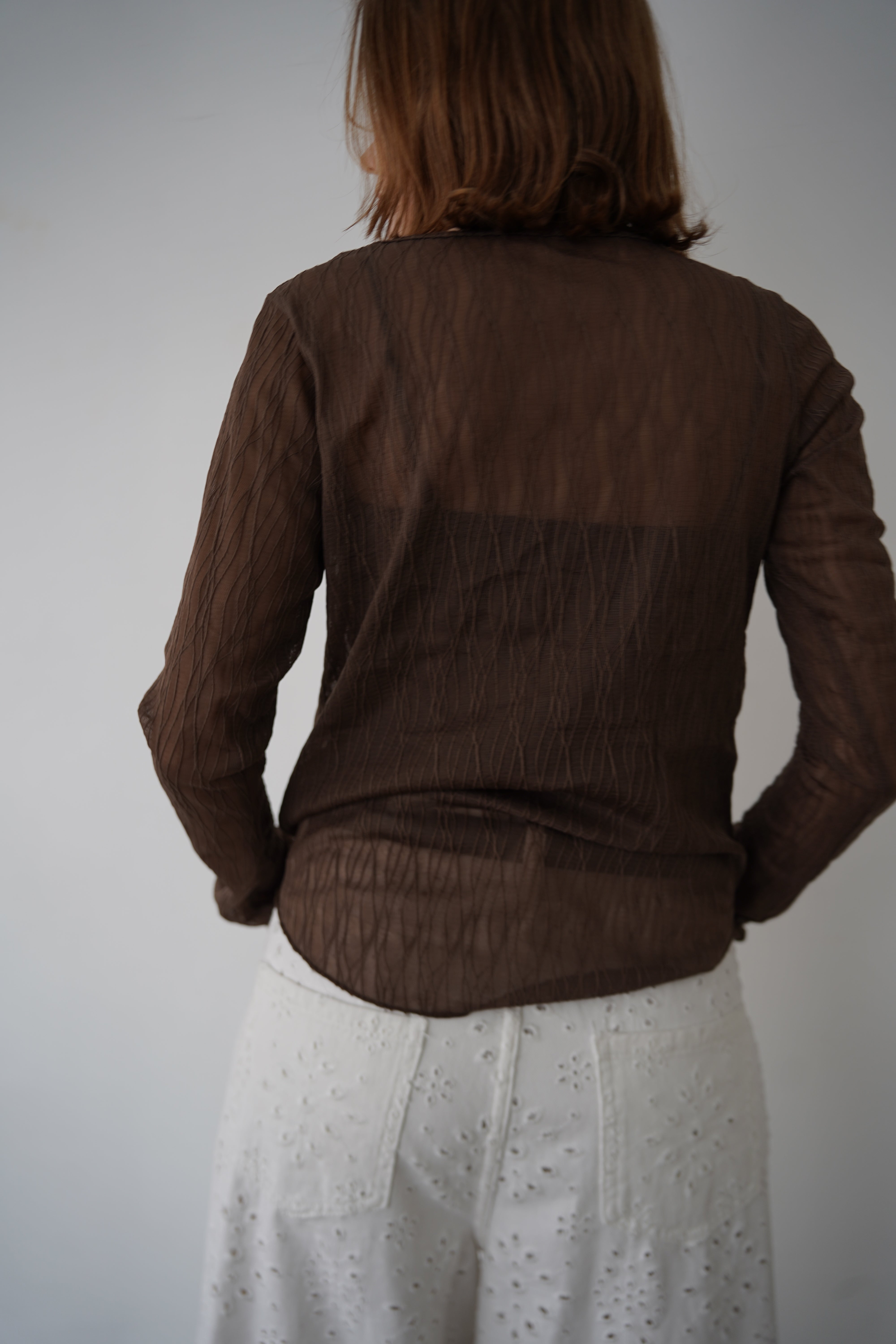 Wave tulle sheer top