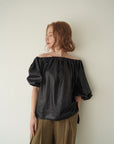 Leather like off shoulder top