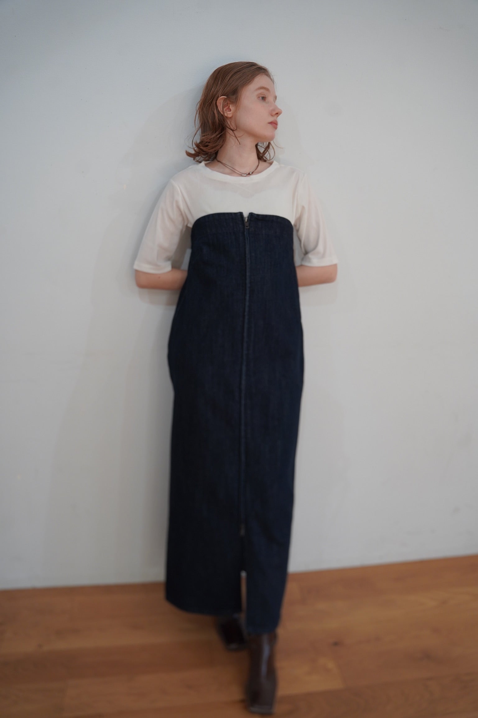 Denim bear zip one-piece – WELINOA