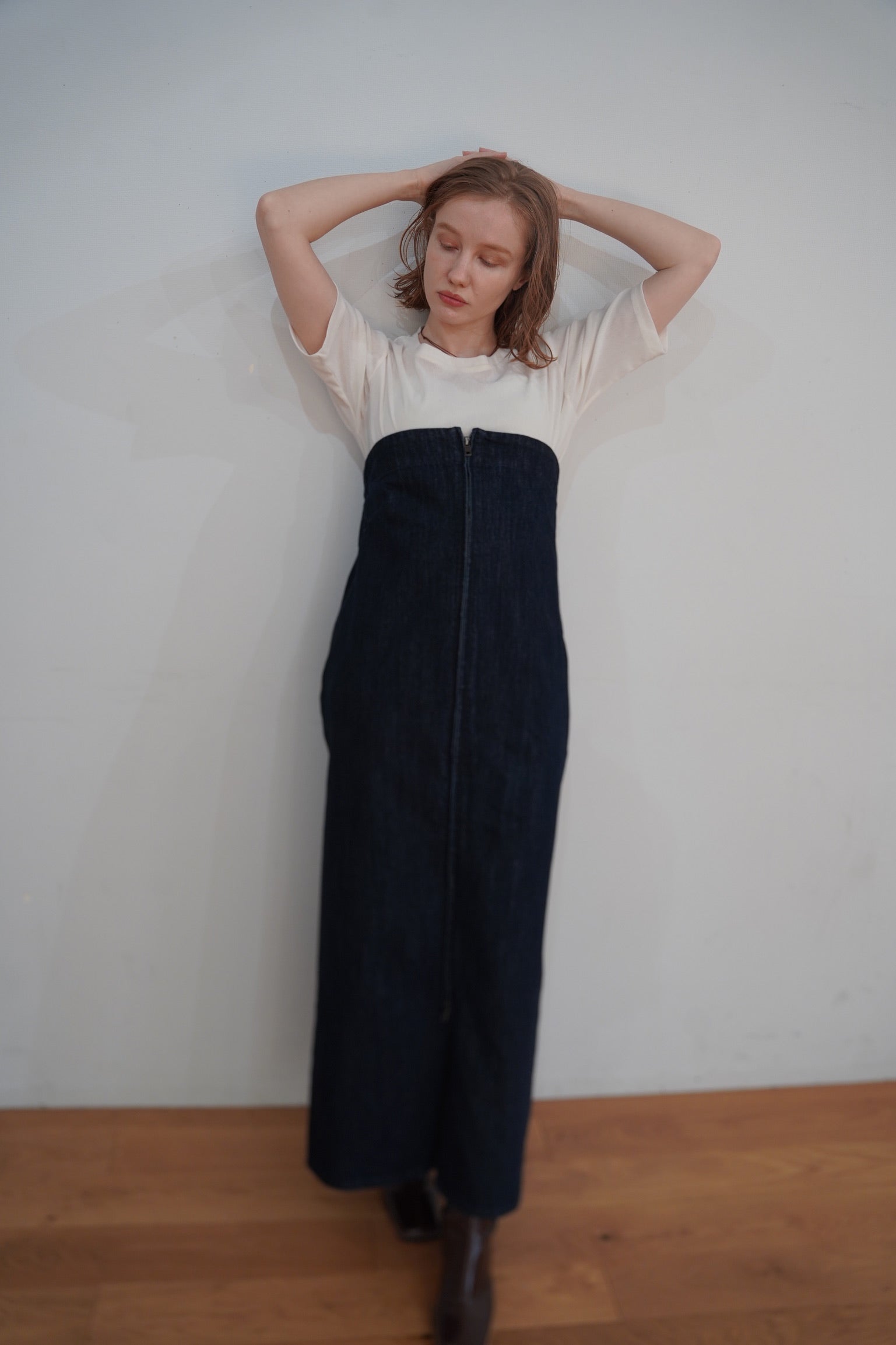 Denim bear zip one-piece – WELINOA