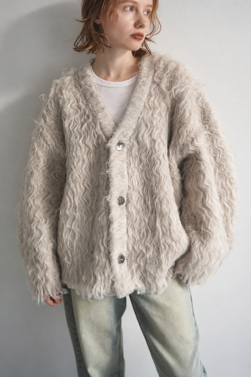 Shaggy mohair cardigan