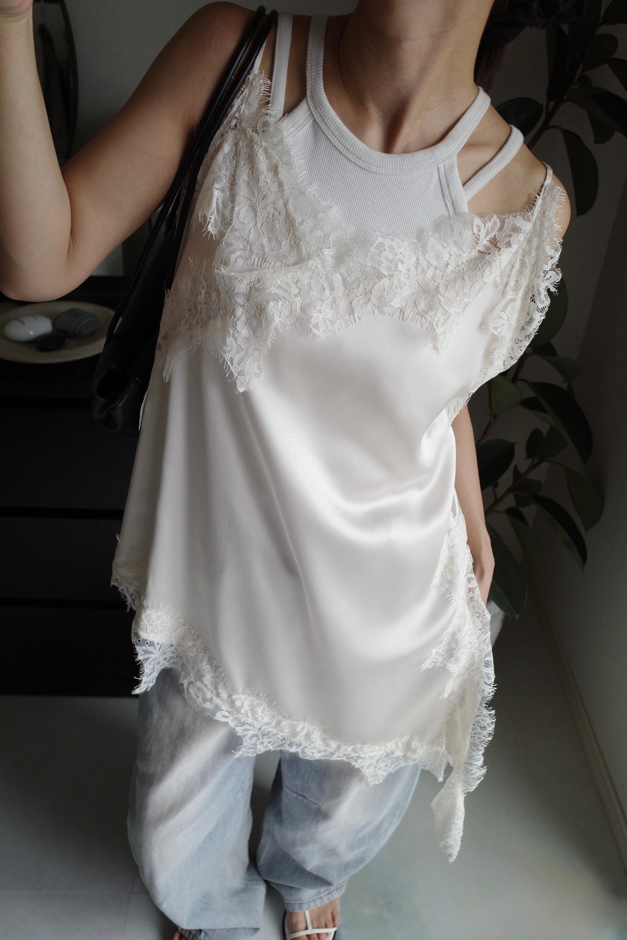 Sier race satin camisole