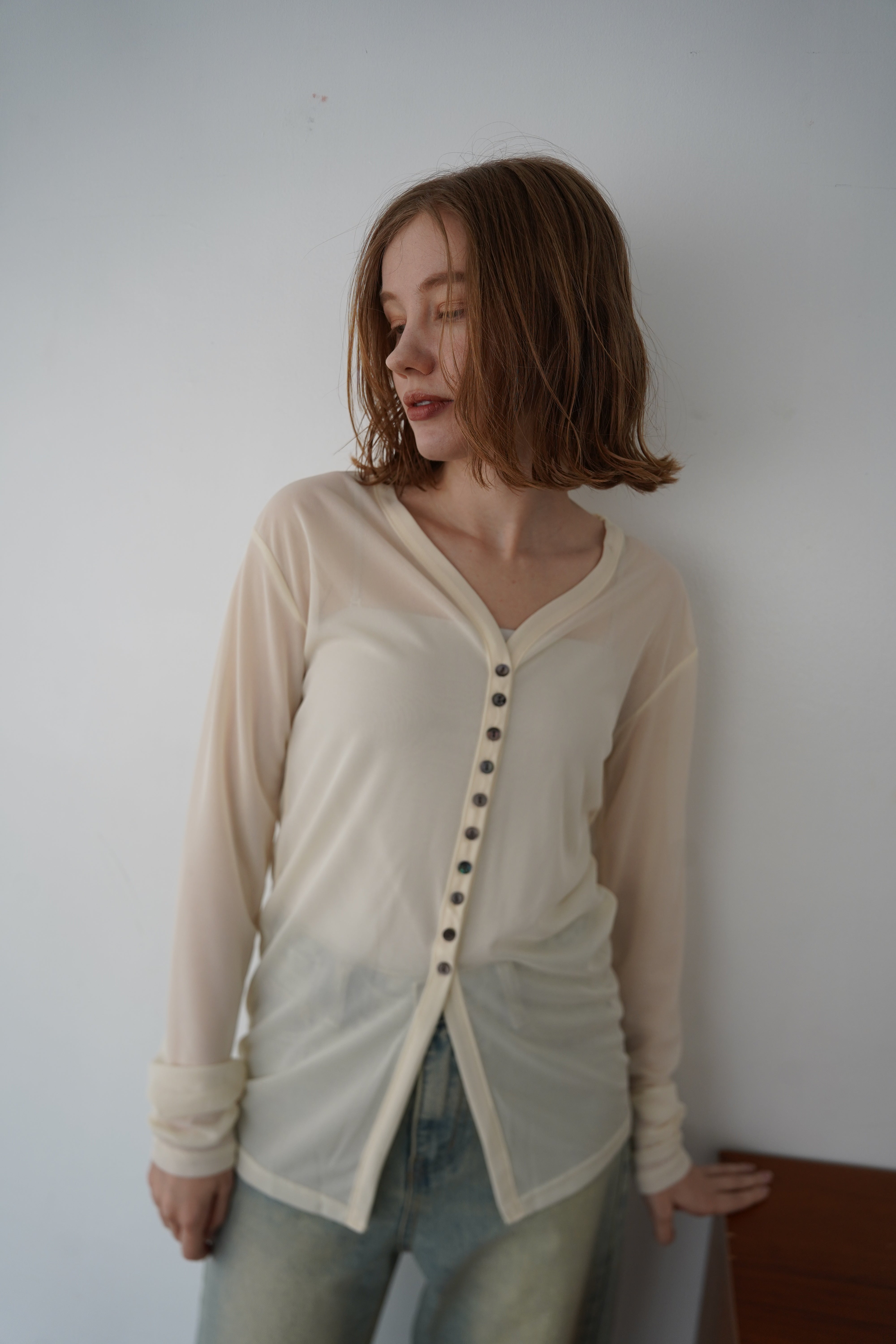 Sheer bustier cardigan