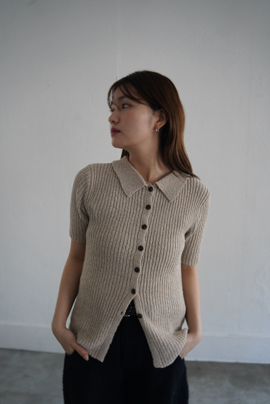 Bouclé knit polo