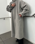 Fabric stand collar long coat