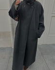 Stand neck Raglan sleeve long coat