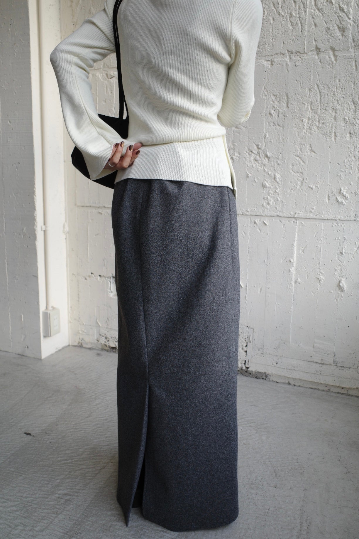 Wool soft long skirt