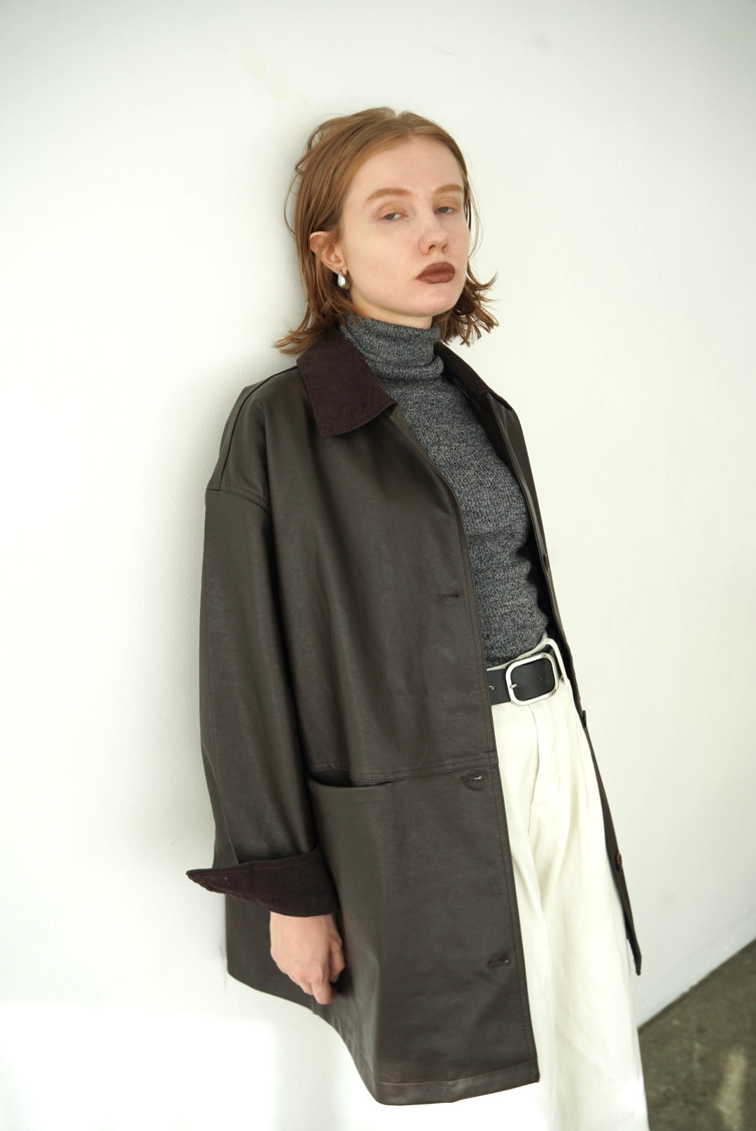 Collar corduroy leather JK