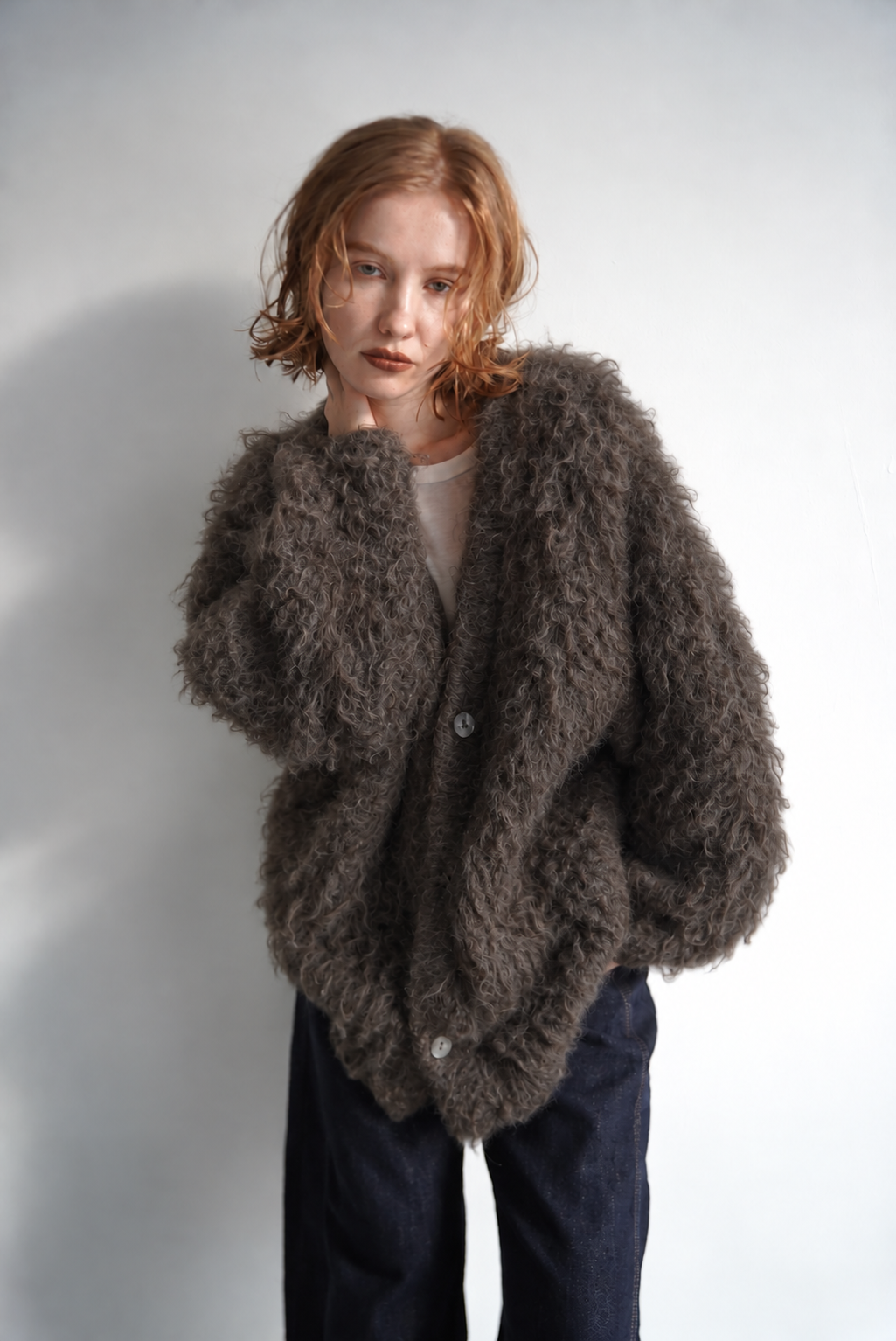 Shaggy mohair cardigan