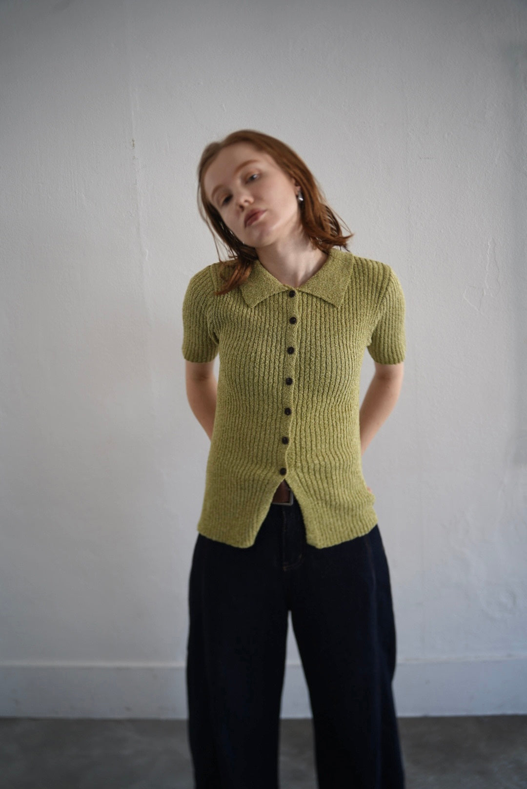 Bouclé knit polo