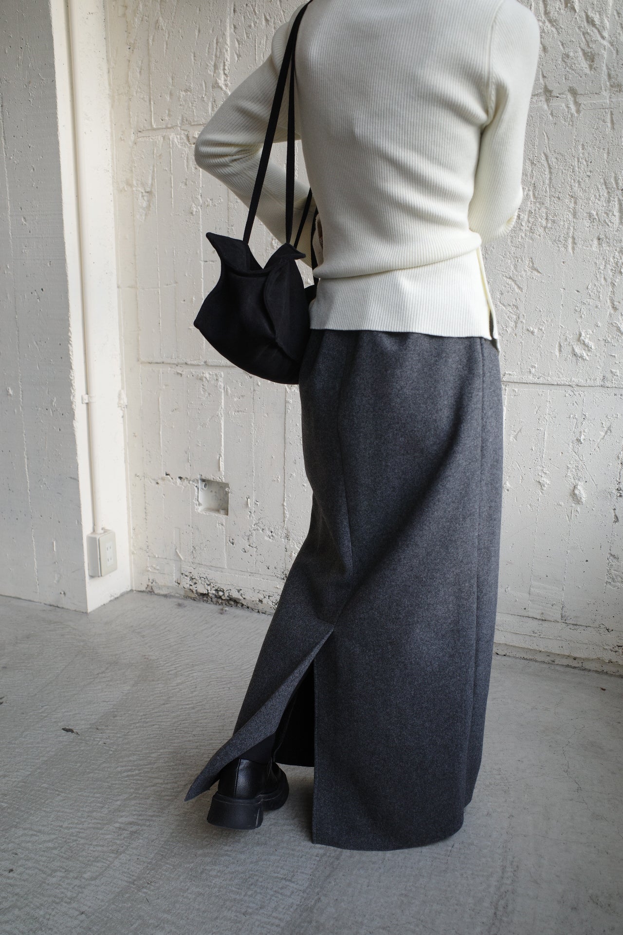 Wool soft long skirt