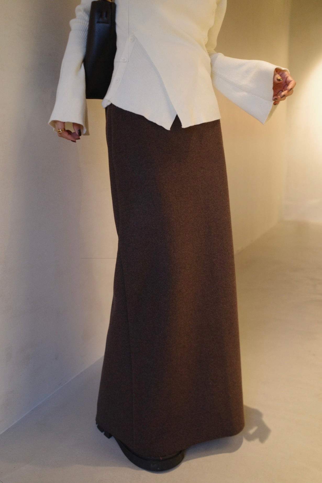 Wool soft long skirt