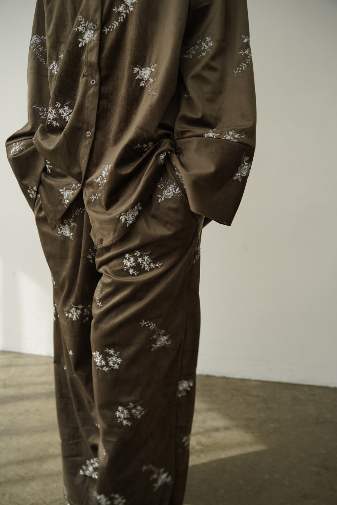 Velours flower pattern Pants