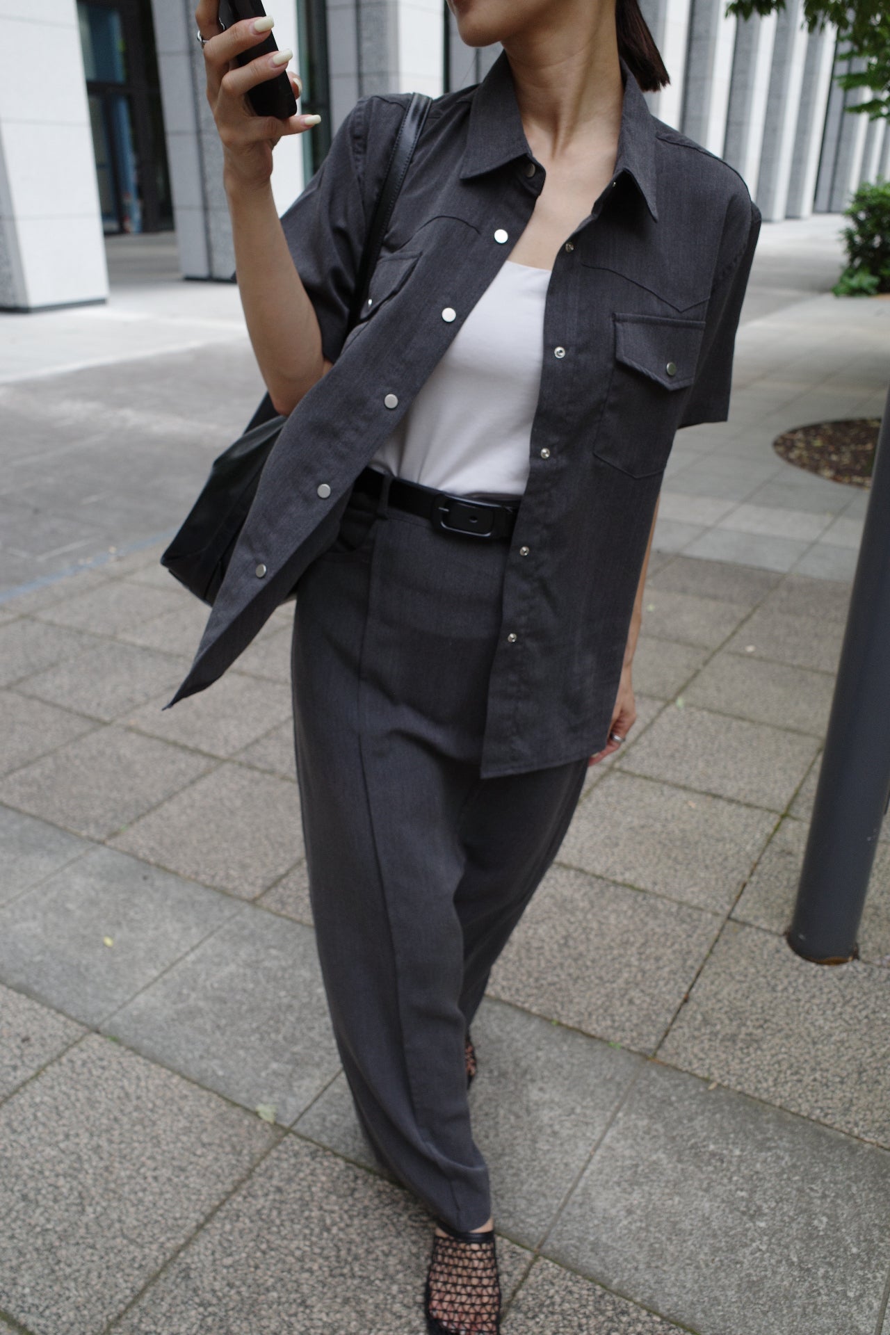 【5/22-発売】Half sleeve switching shirt