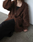 Shaggy mohair long cardigan