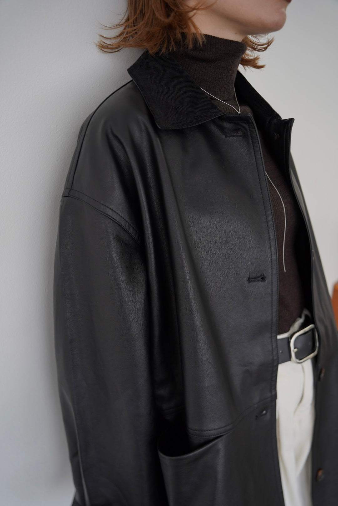 Collar corduroy leather JK