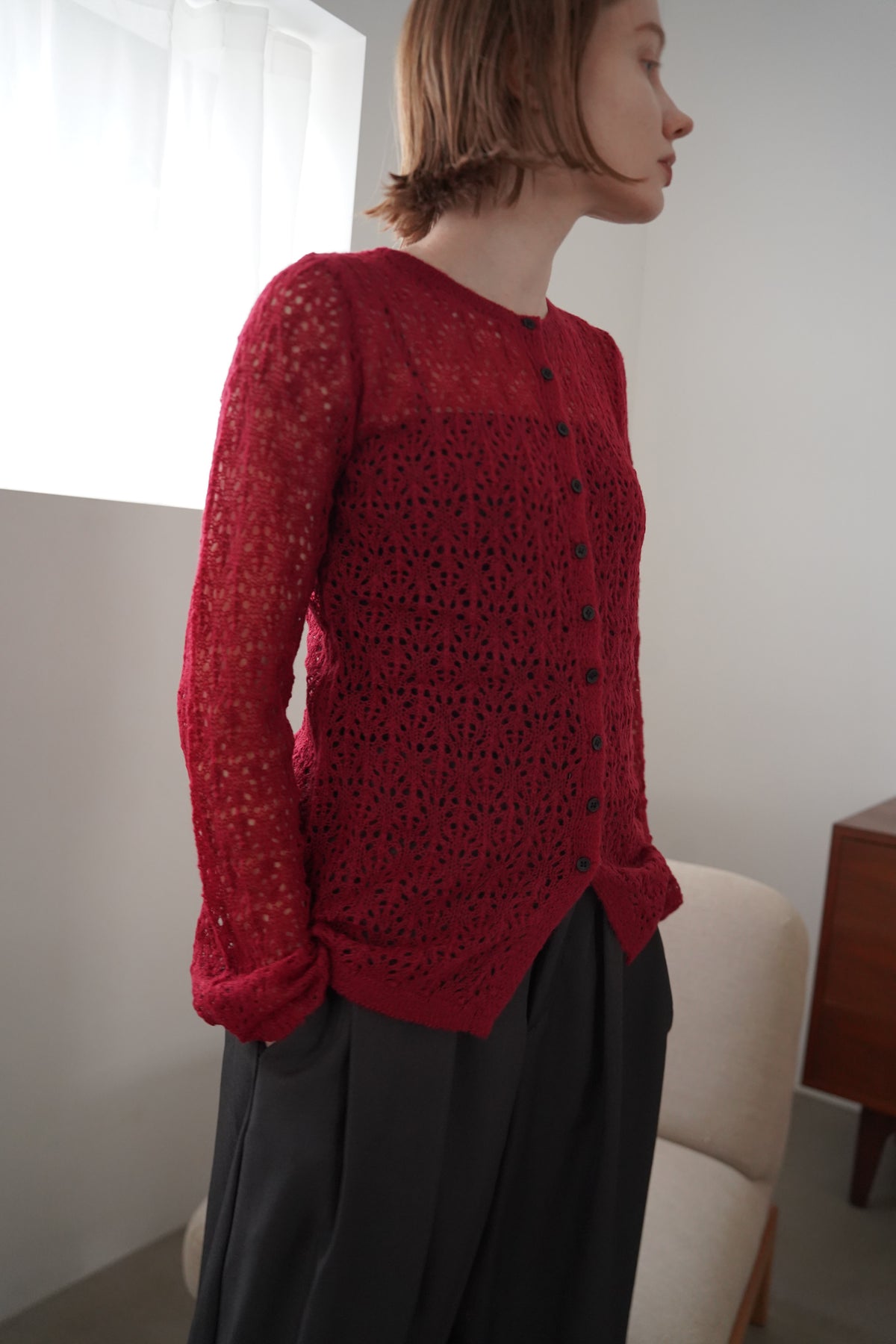Mohair Touch Openwork Cardigan
