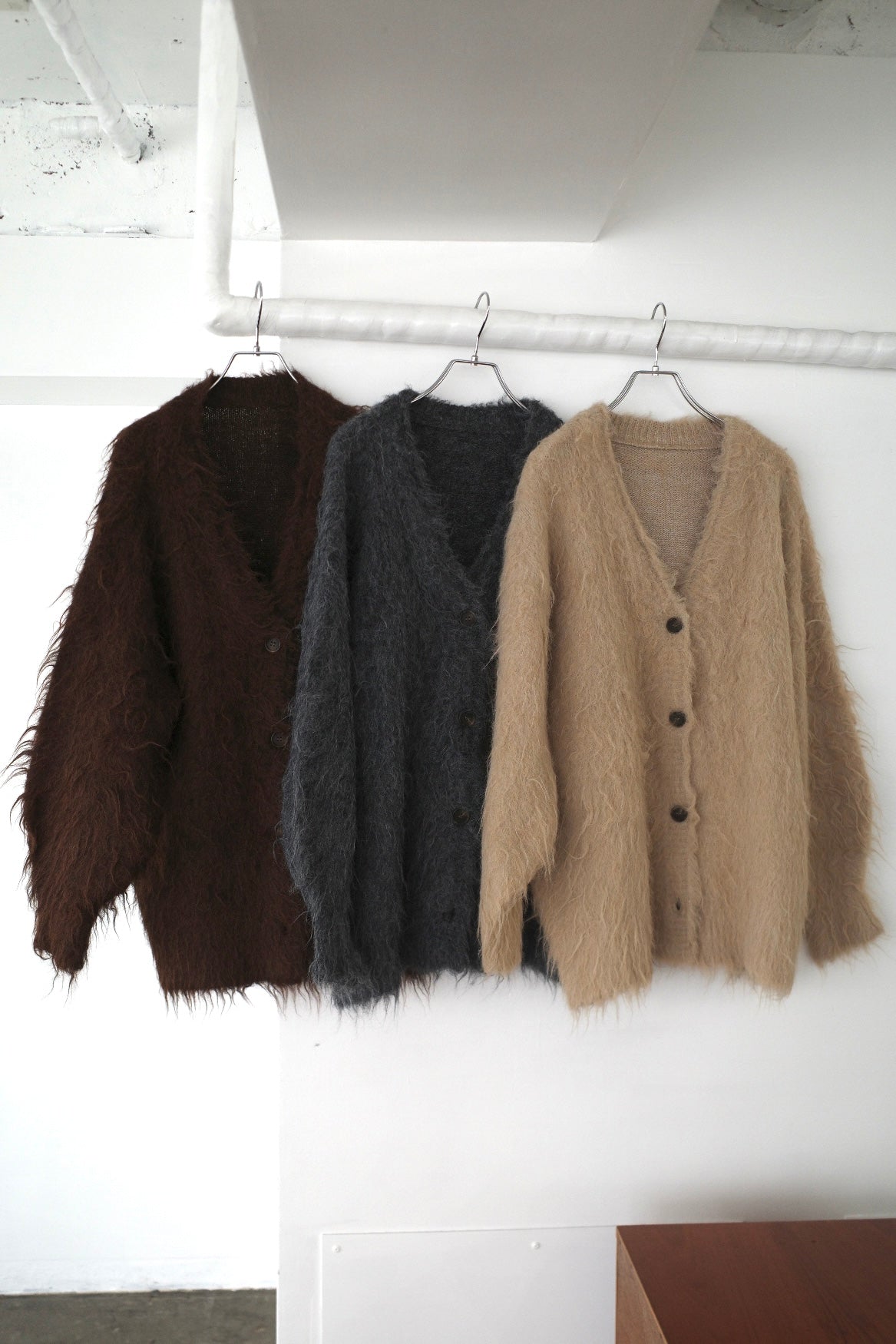 Shaggy mohair long cardigan