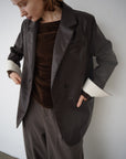 Bi-color cuffs leather jacket