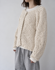 Chunky hand knit crew neck cardigan