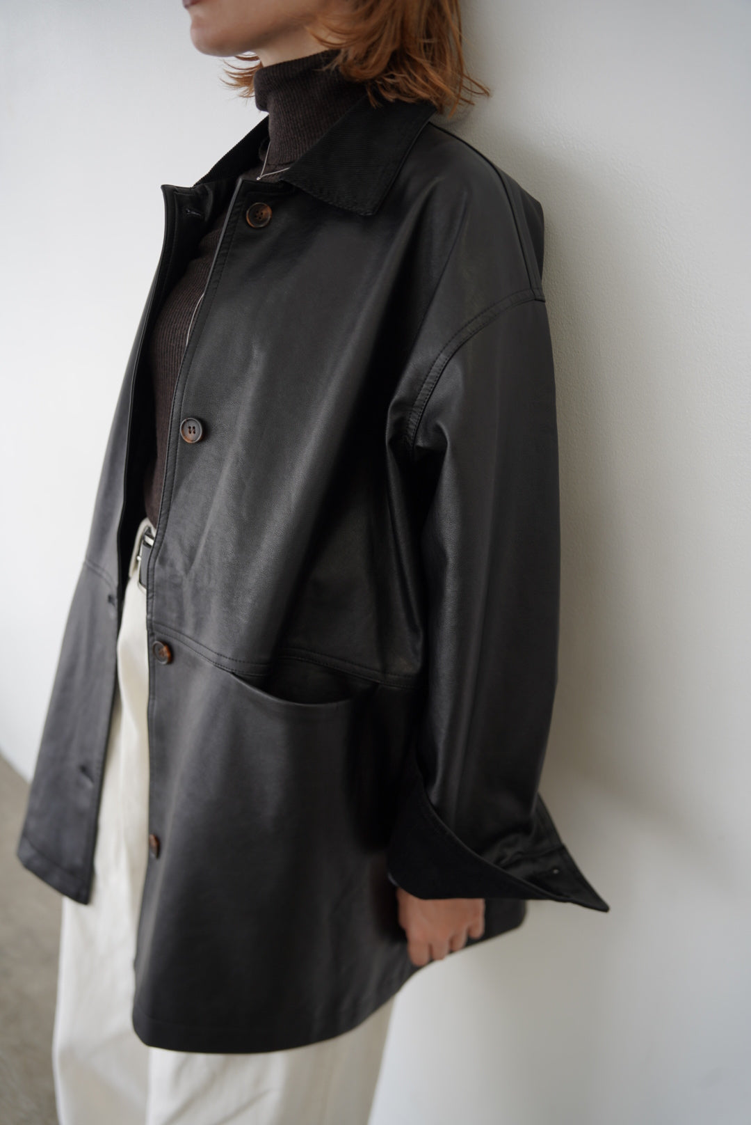 Collar corduroy leather JK