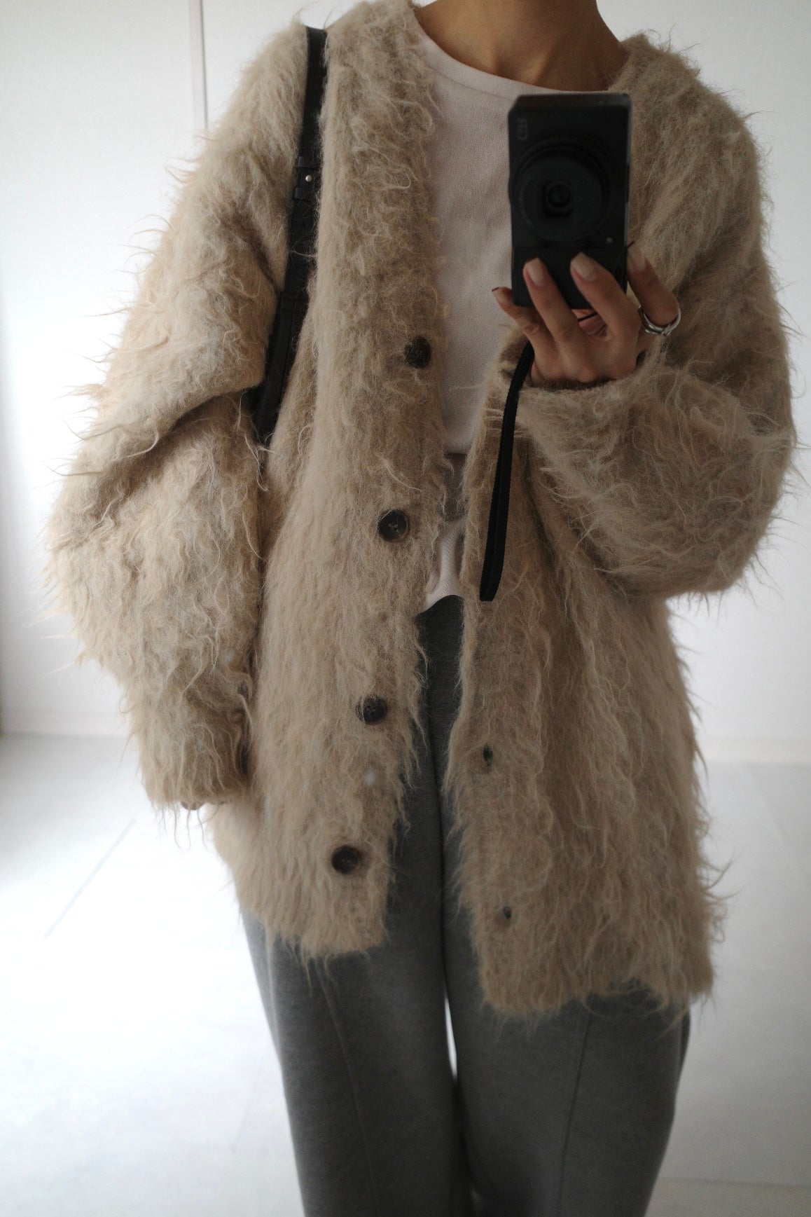 Shaggy mohair long cardigan