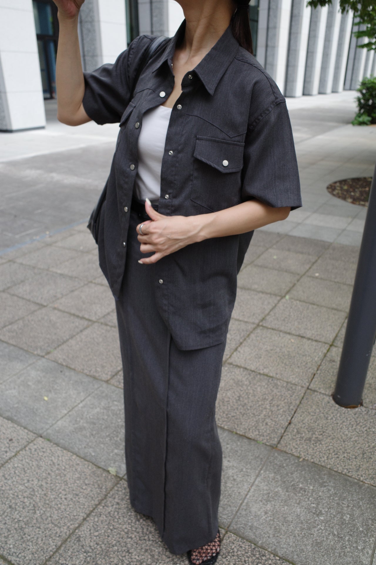 【5/22-発売】Half sleeve switching shirt