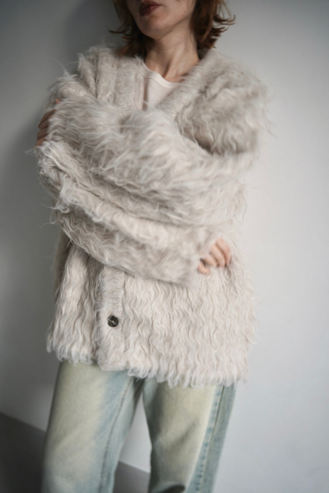 Shaggy mohair cardigan