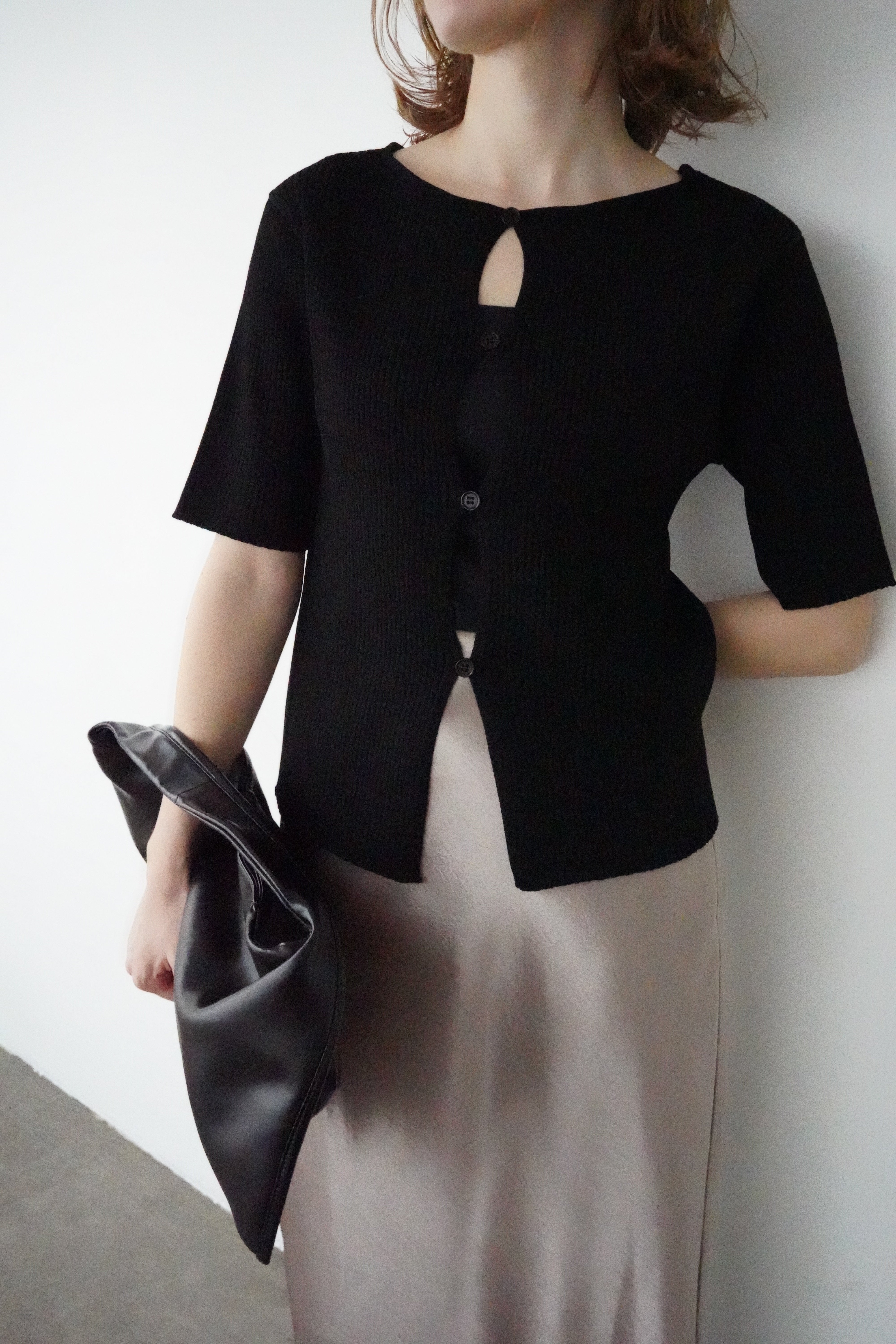 Front button half sleeve top