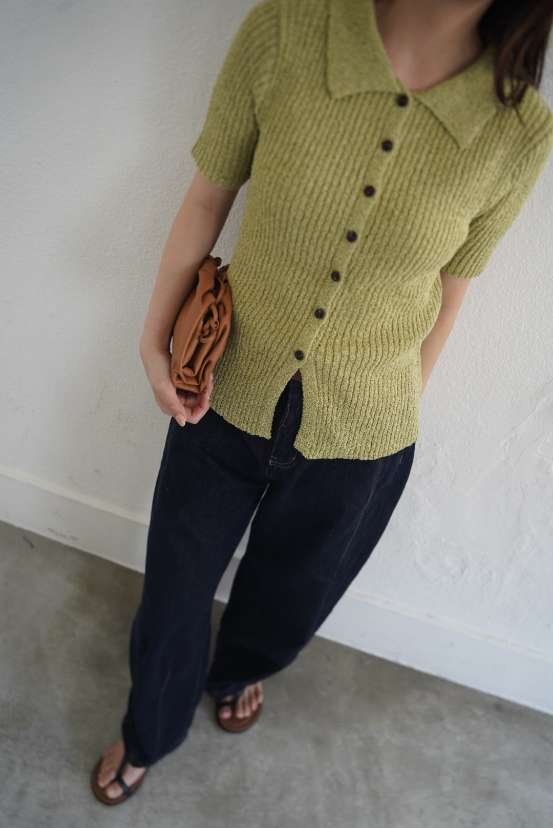 Bouclé knit polo