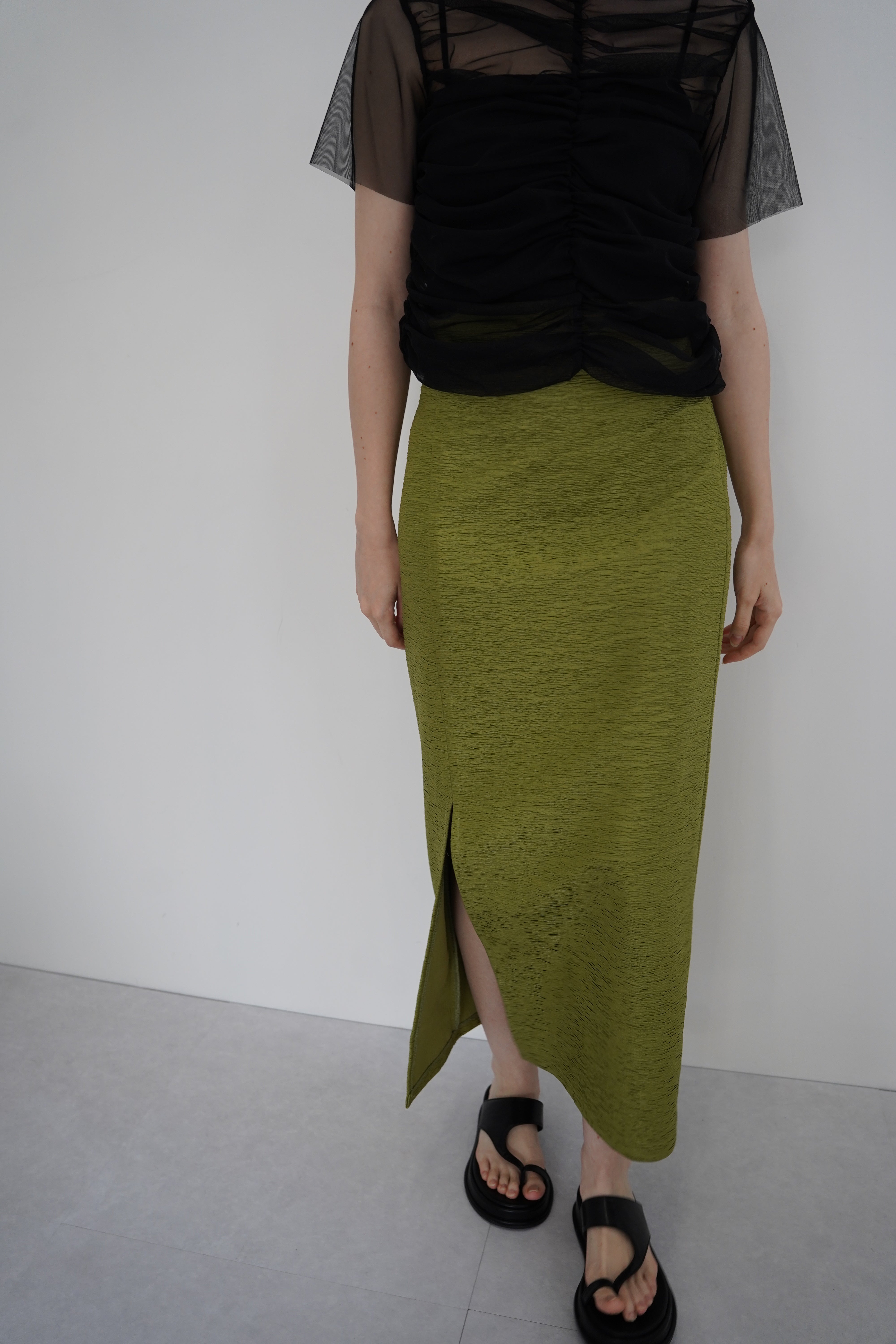 Jacquard slit skirt