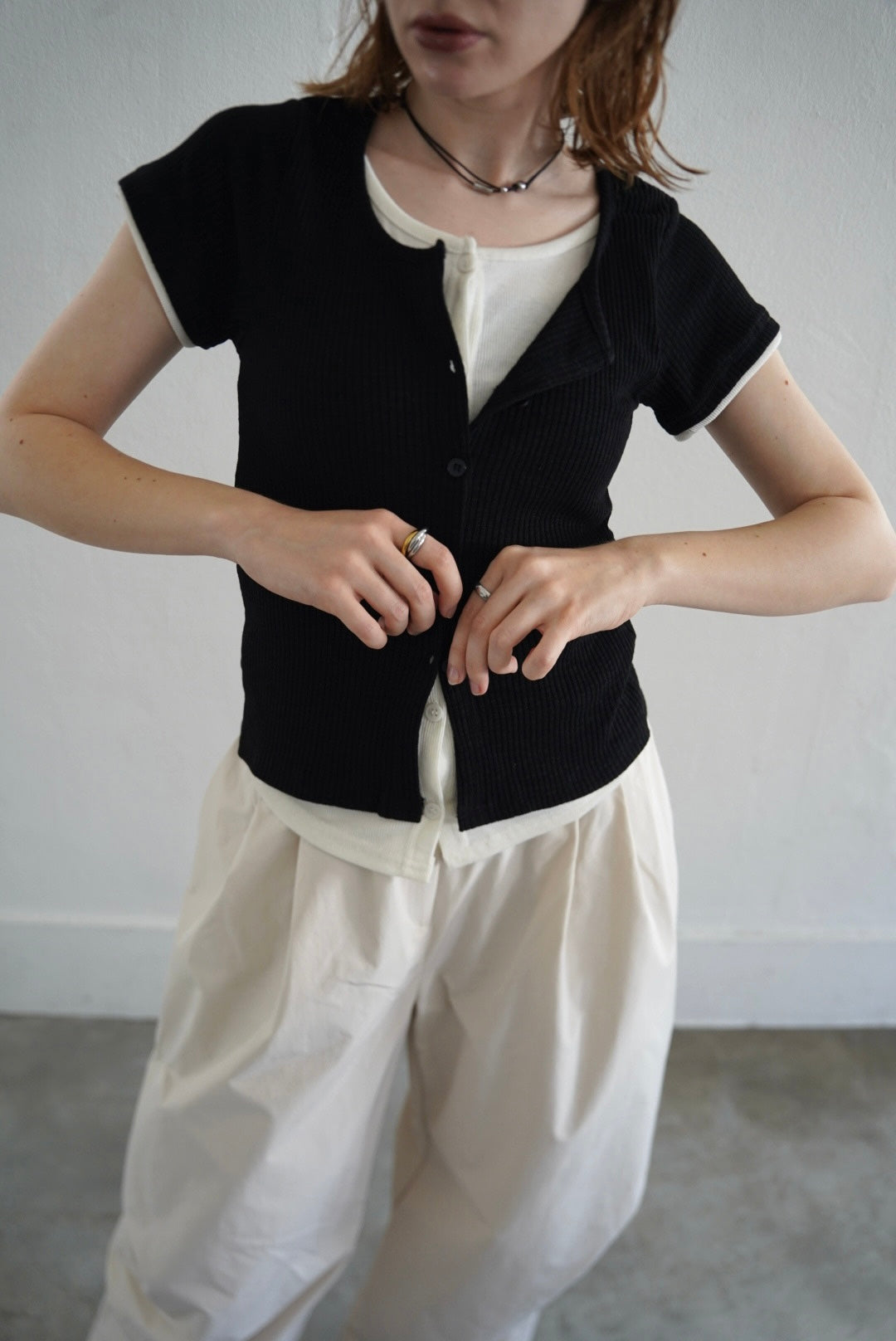 【7/8-再入荷】Layered  lib half sleeve tops
