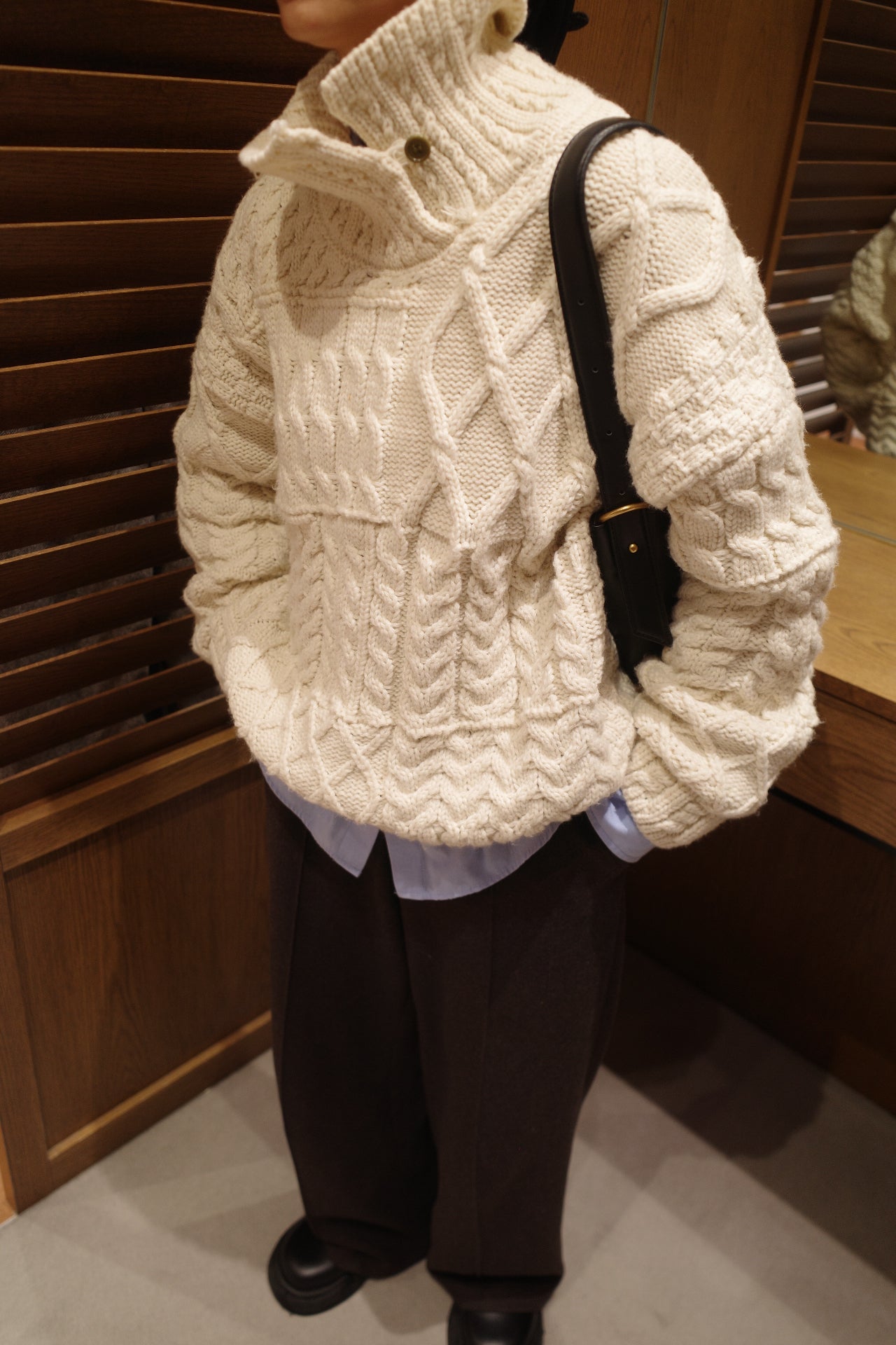Asymmetric cable knit