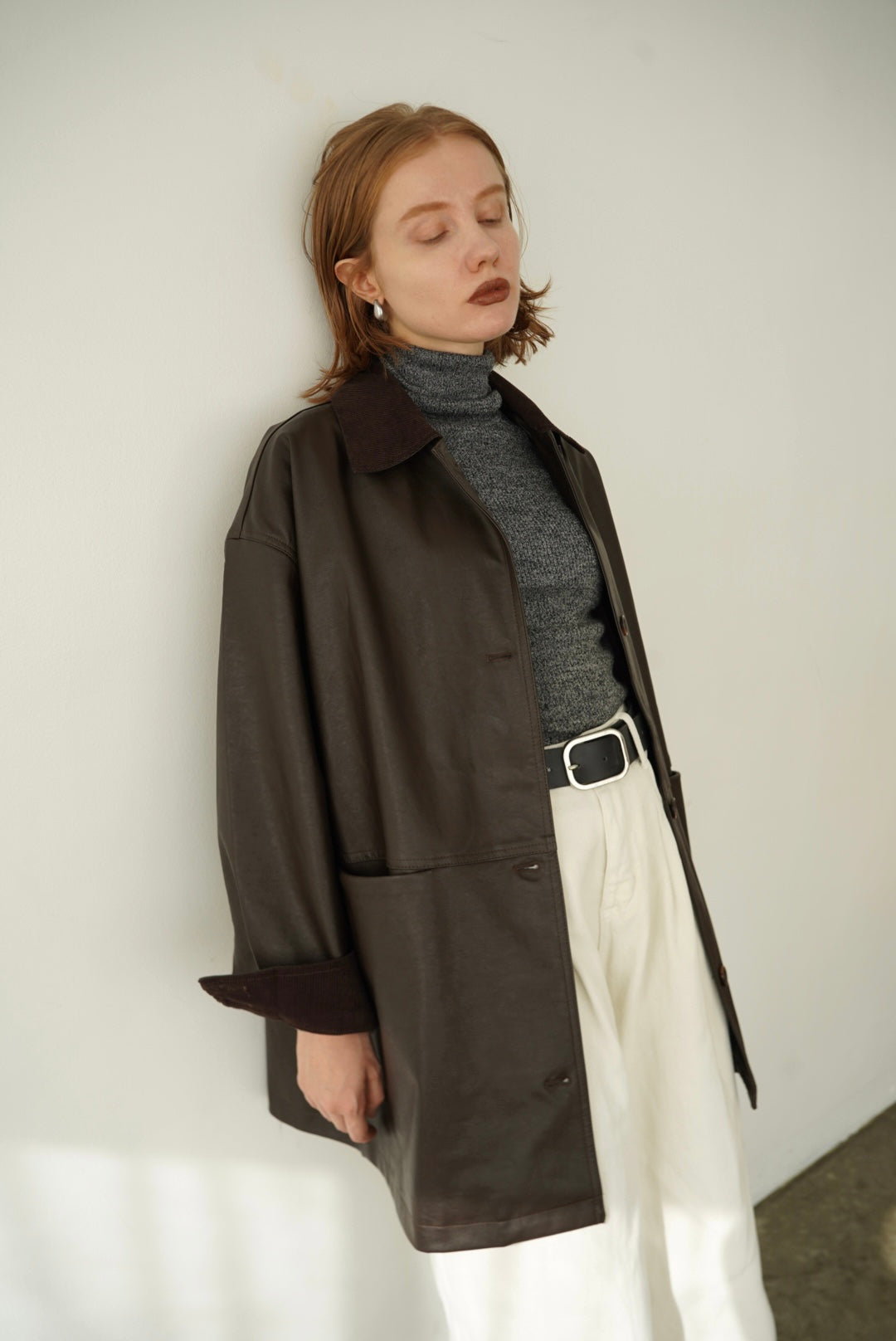 Collar corduroy leather JK