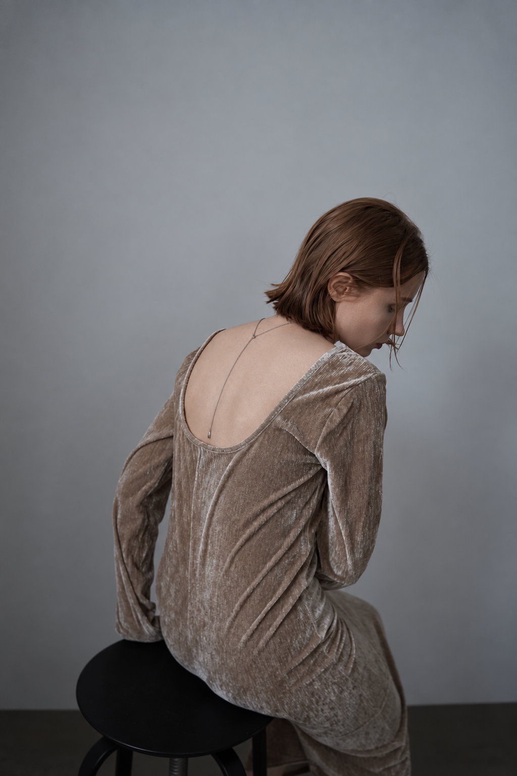 Velours back open one-piece