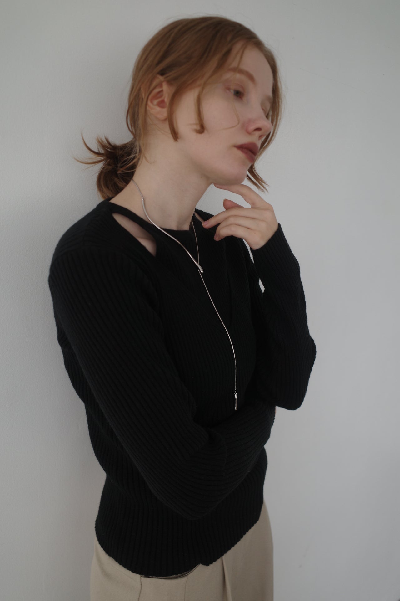 Layered design knit tops