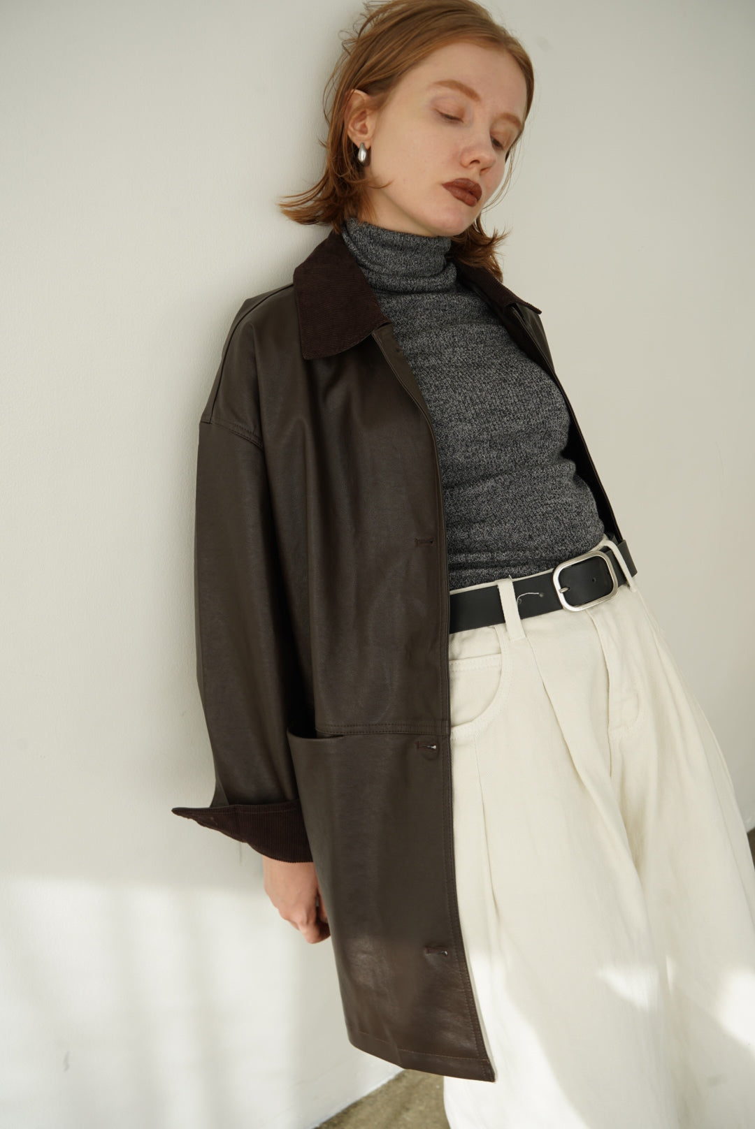 Collar corduroy leather JK