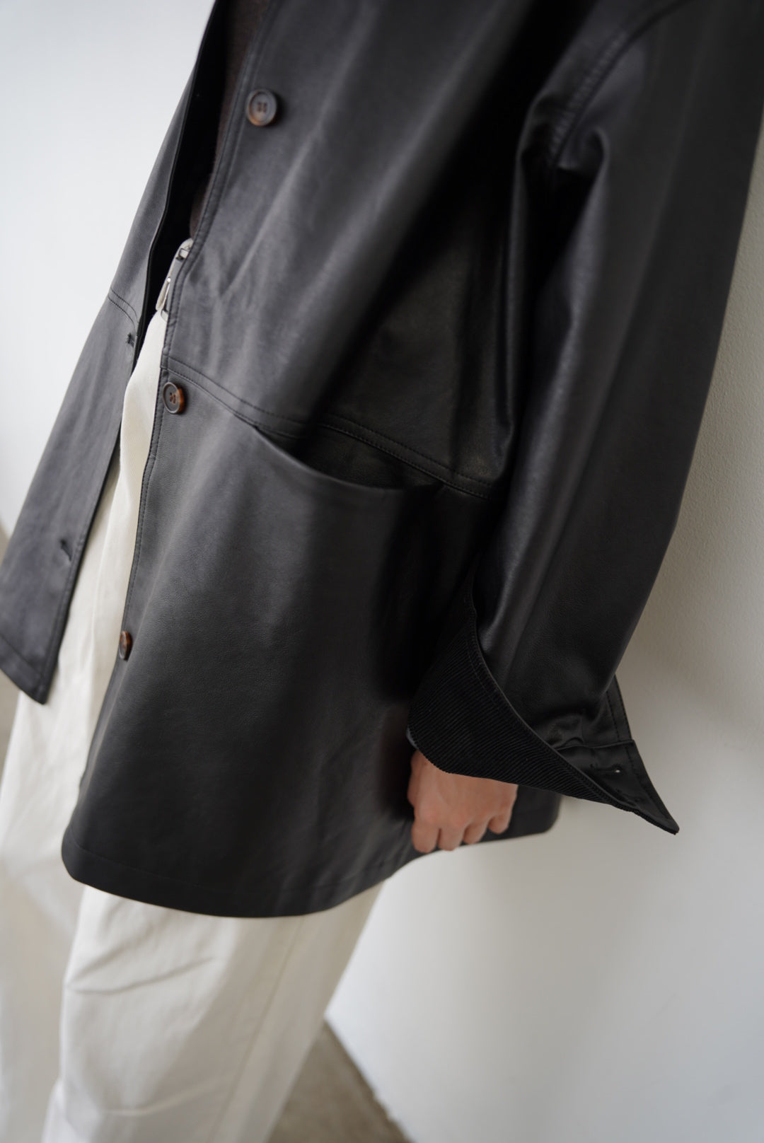 Collar corduroy leather JK