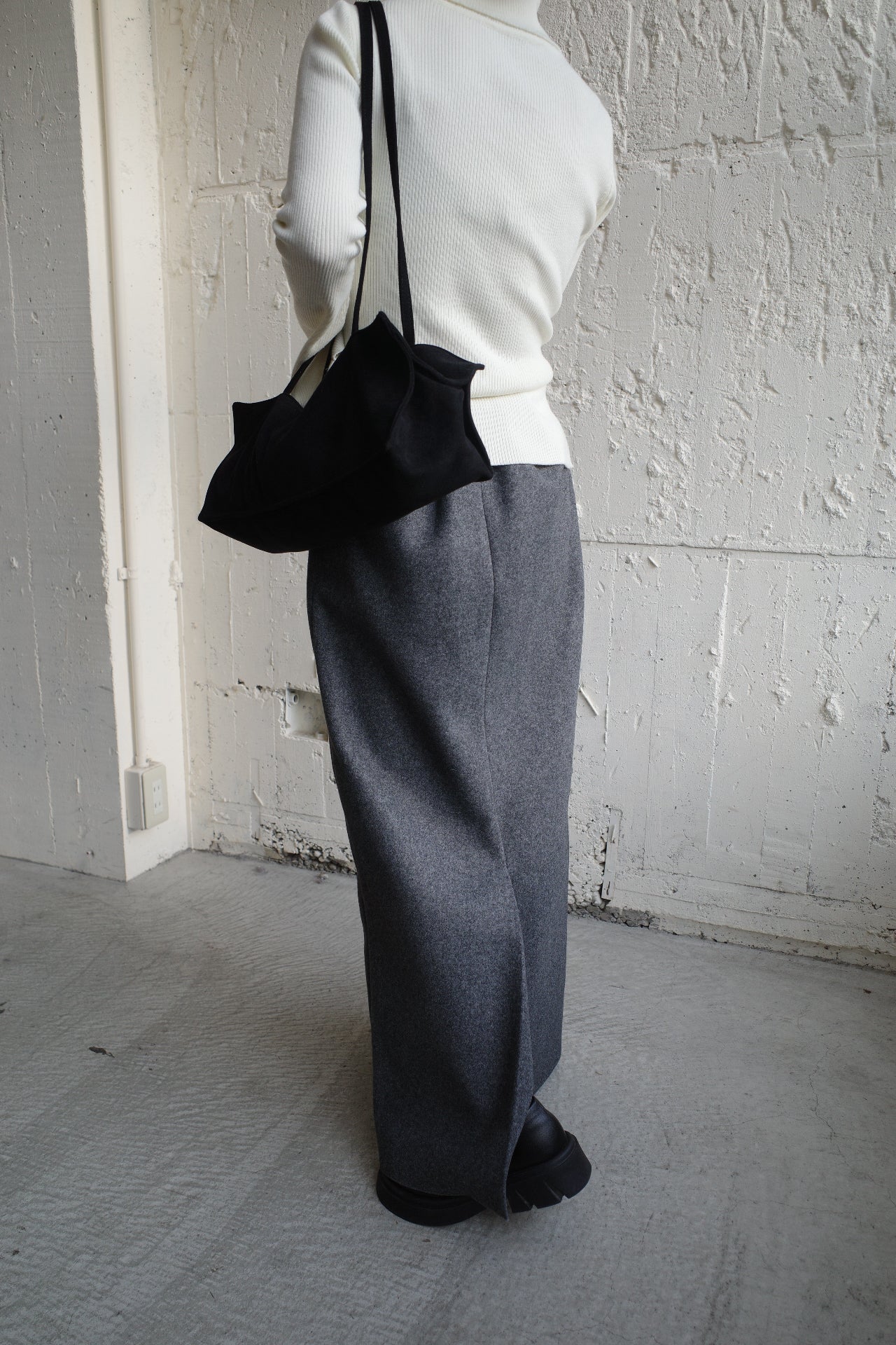 Wool soft long skirt