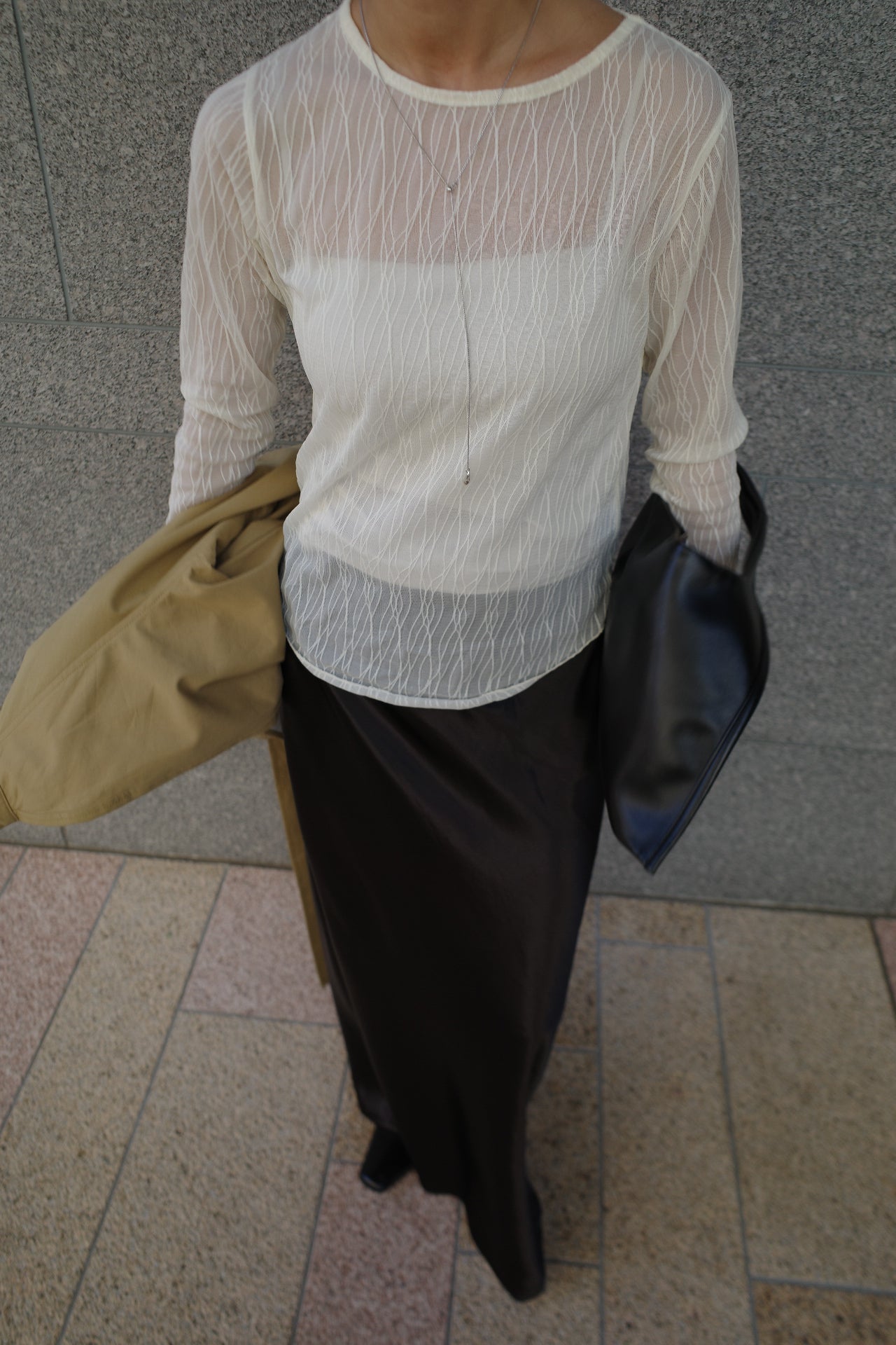 Wave tulle sheer top