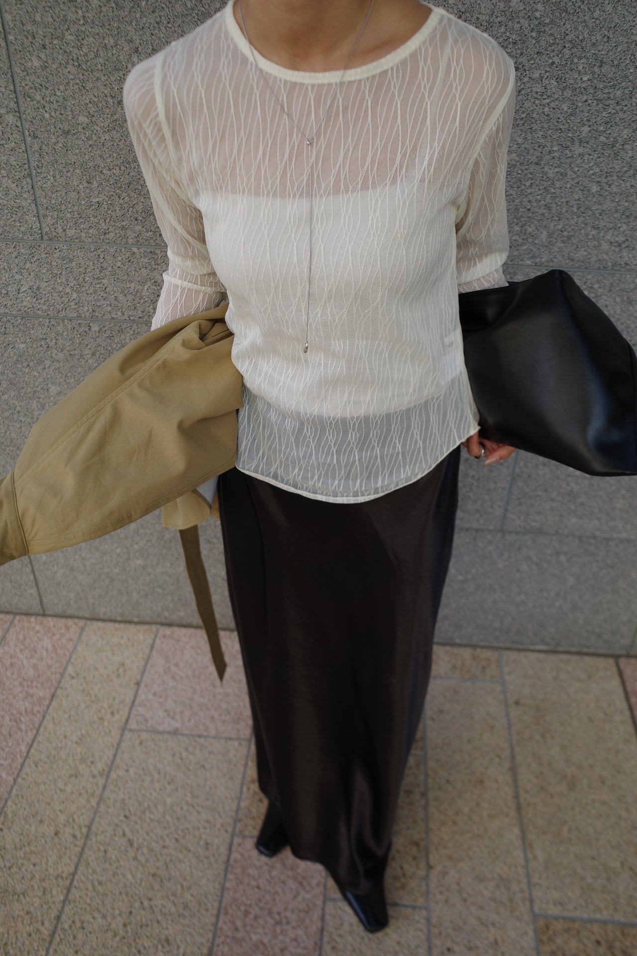 Wave tulle sheer top