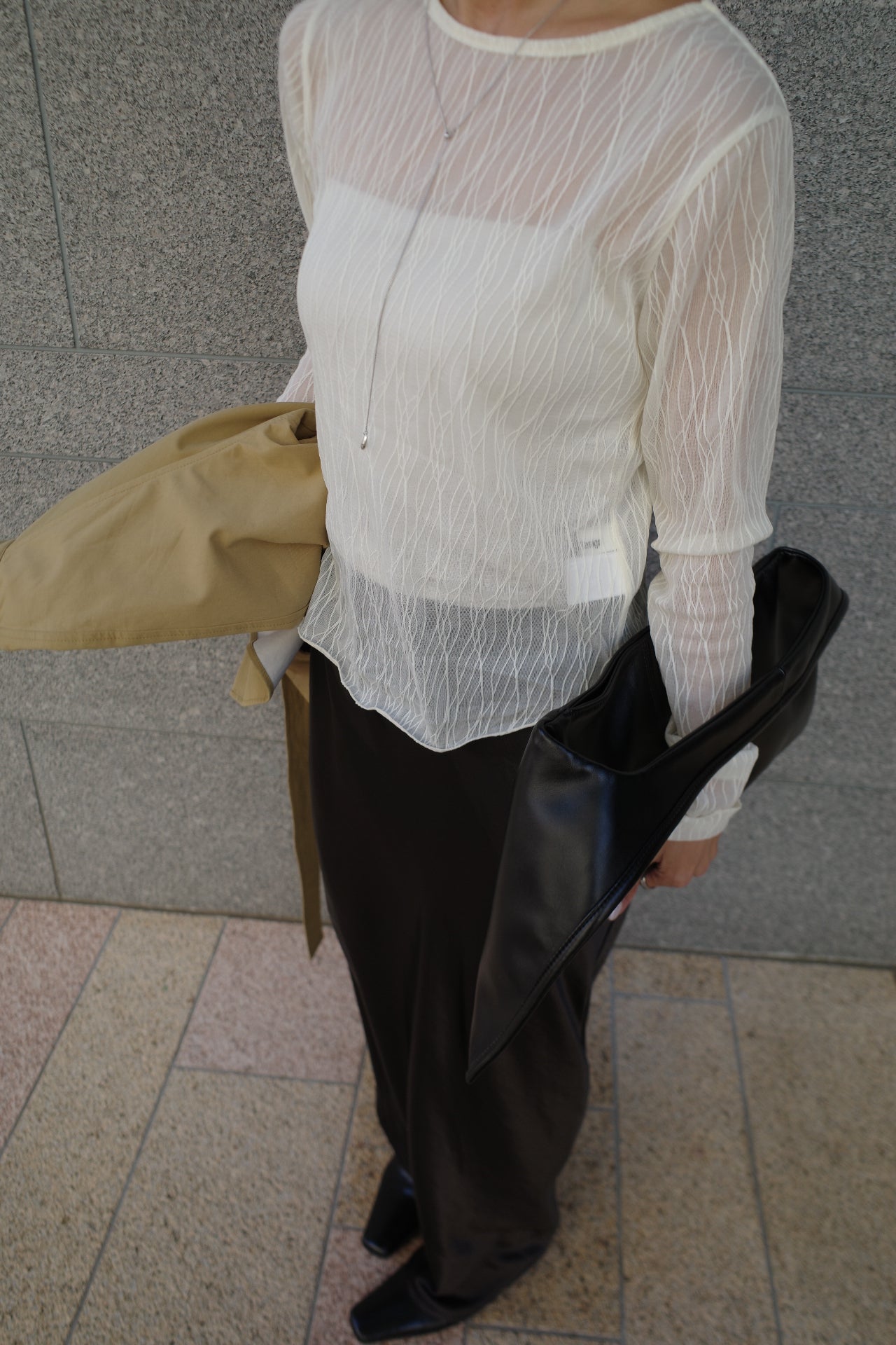 Wave tulle sheer top